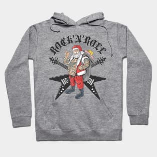 Christmas in July Rock and Roll Santa with Tattoos Hoodie